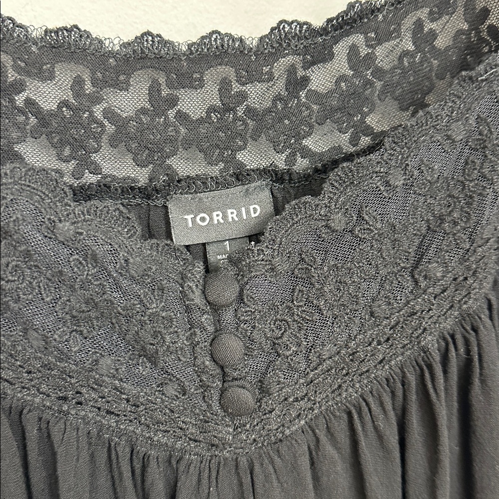 Torrid Rayon Slub Lace Inset Cami Black Sz 1X - Picture 8 of 12
